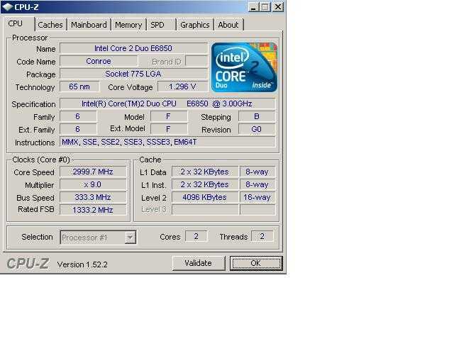 Процессор intel® core™2 duo e6550 (4 мб кэш-памяти, тактовая частота 2,33 ггц, частота системной шины 1333 мгц) спецификации продукции